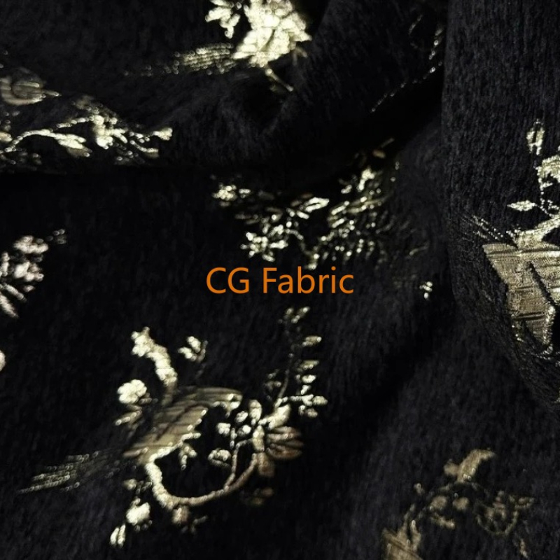 Home Textiles Luxury Curtains - الذهب الموضوع الشنيل الجاكار تنقش أقمشة