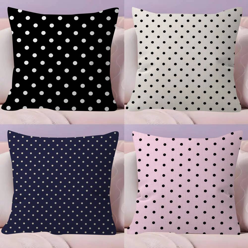 Home Textiles And Furnishing - غطاء وسادة عصري بنقشة البولكا دوت،