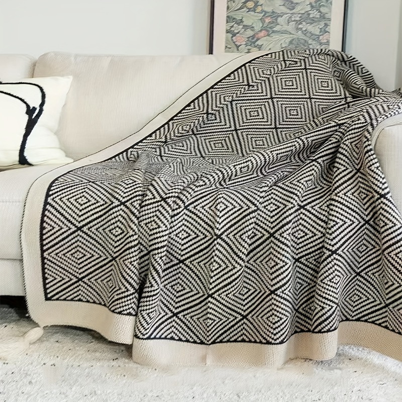 Wool Blanket Herringbone - 1 قطعة بطانية رمي الأريكة البوهيمية