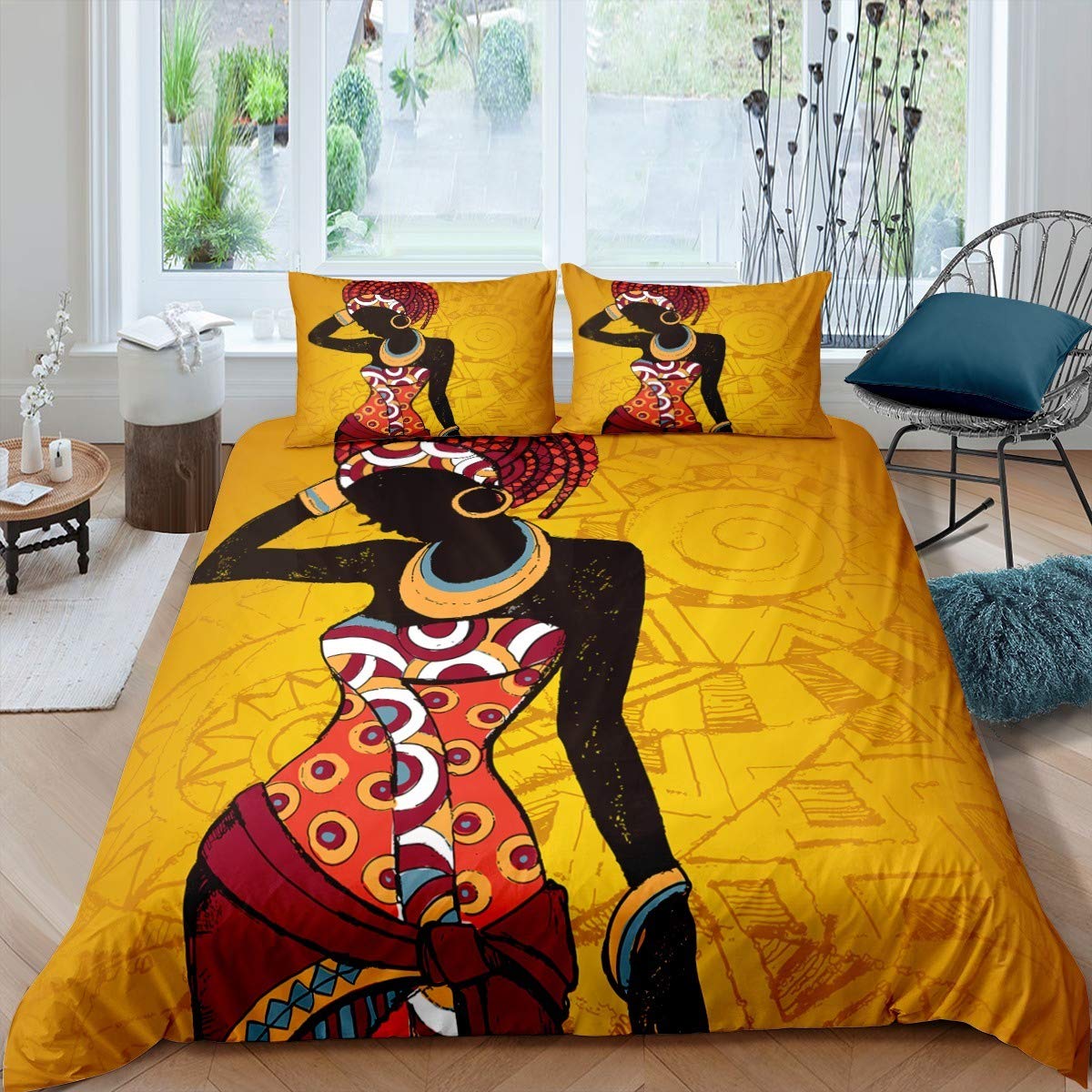 Bed Sheet Microfiber - امرأة أفريقية طقم سرير خمر أفريقيا