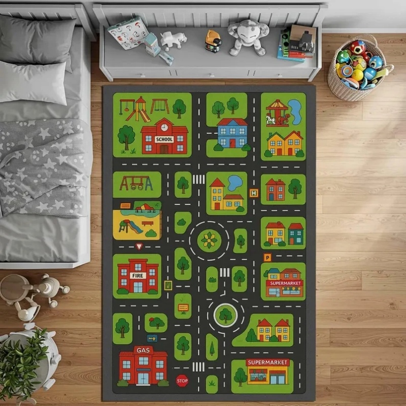 Home Textiles Rug - سجادة لعب تعليمية للأطفال بتصميم خريطة