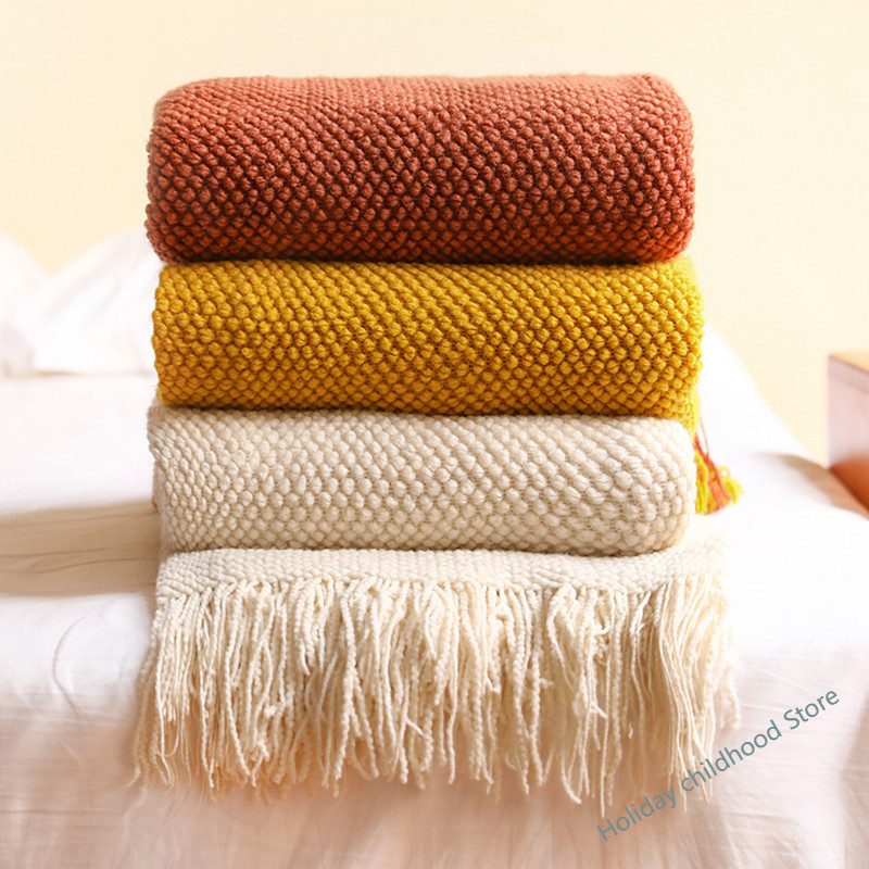 Wool Blanket Herringbone - بطانية منسوجة سميكة للديكور المنزلي من