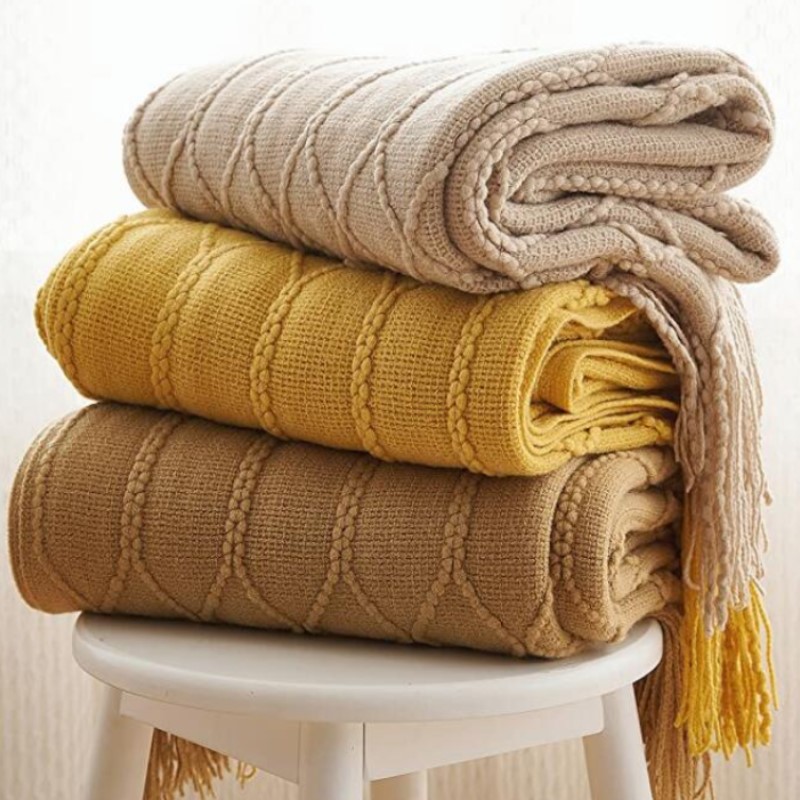 Wool Blanket Herringbone - بطانية منسوجة من البهو مع شرابات