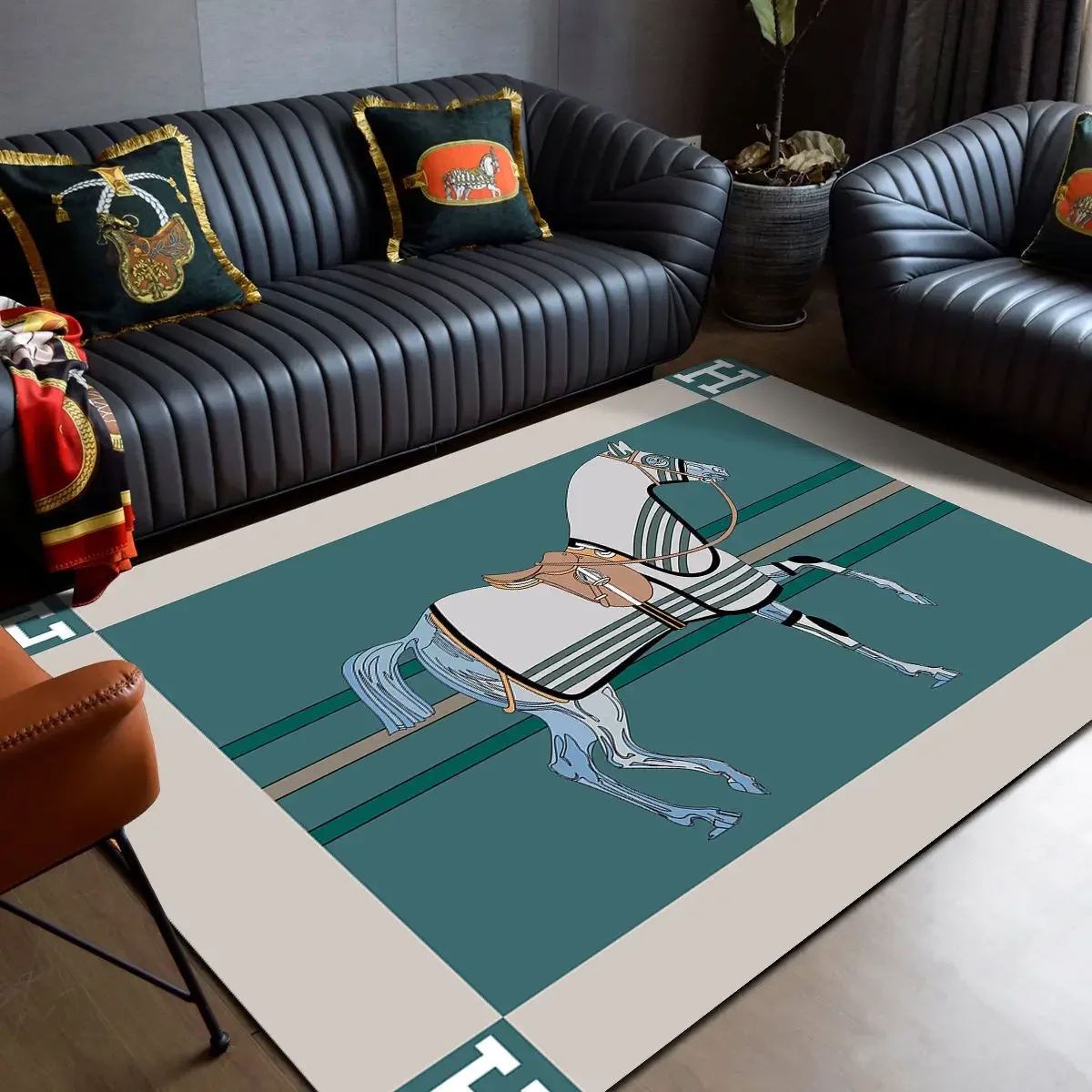 Home Fashion Textiles - الموضة العرقية الإطار السجاد الحصان الطباعة