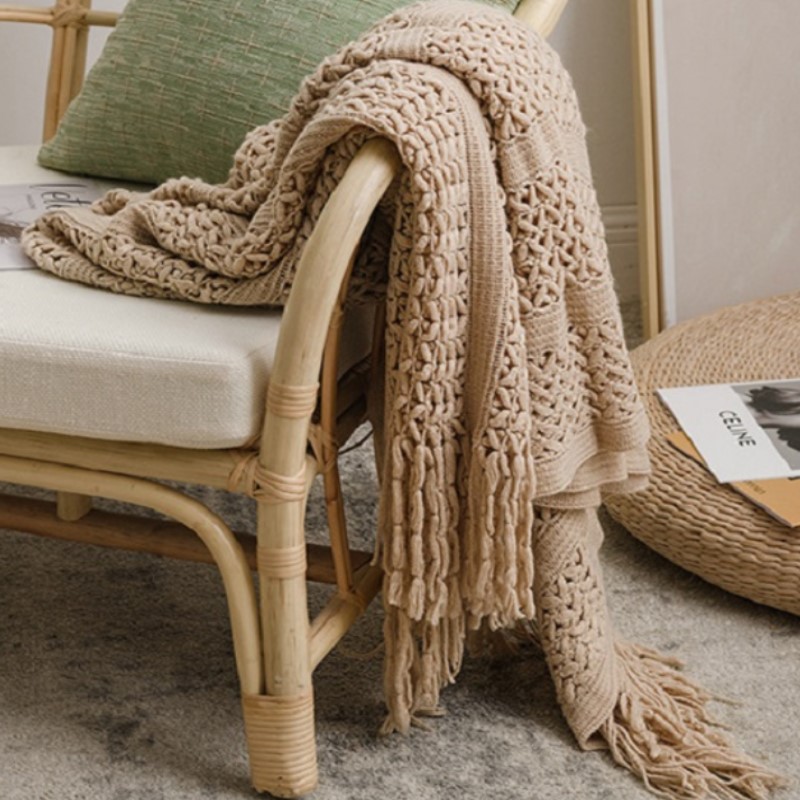 بطانية كروشيه نورديكية بلون ال - مراجعة Wool Blanket Herringbone وسعره