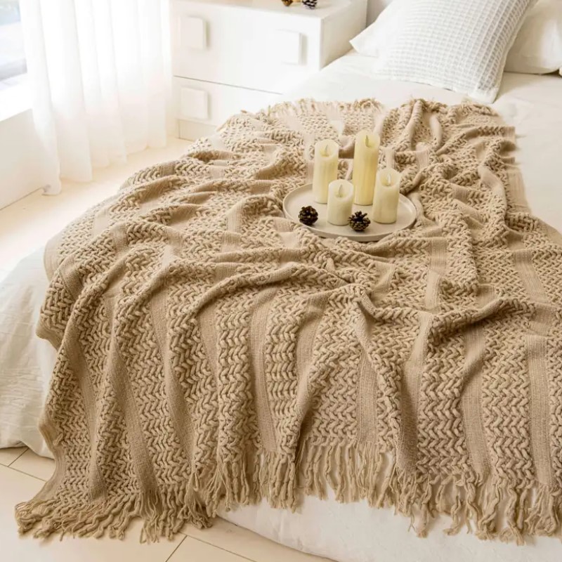 بطانية كروشيه نورديكية بلون ال - مراجعة Wool Blanket Herringbone وسعره