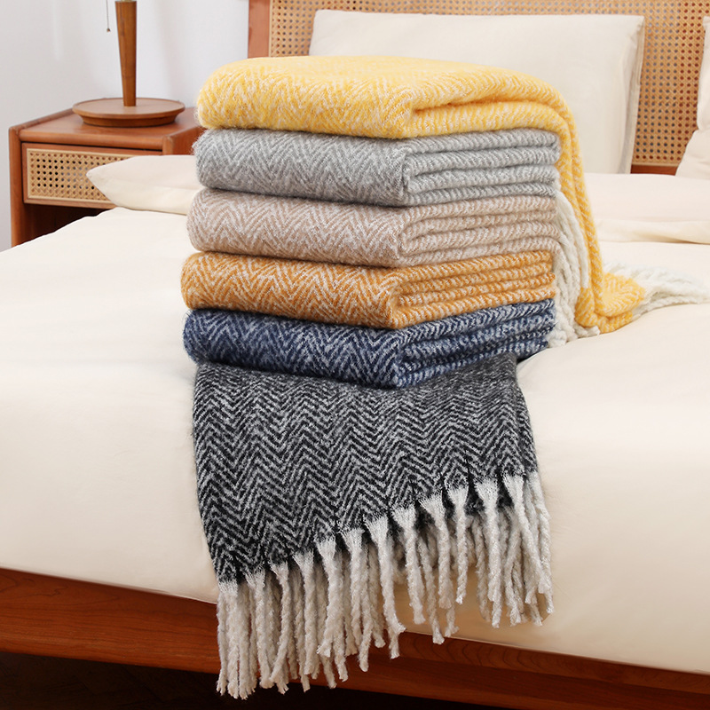 النمط الأوروبي والأمريكي الصلب - مراجعة Wool Blanket Herringbone وسعره